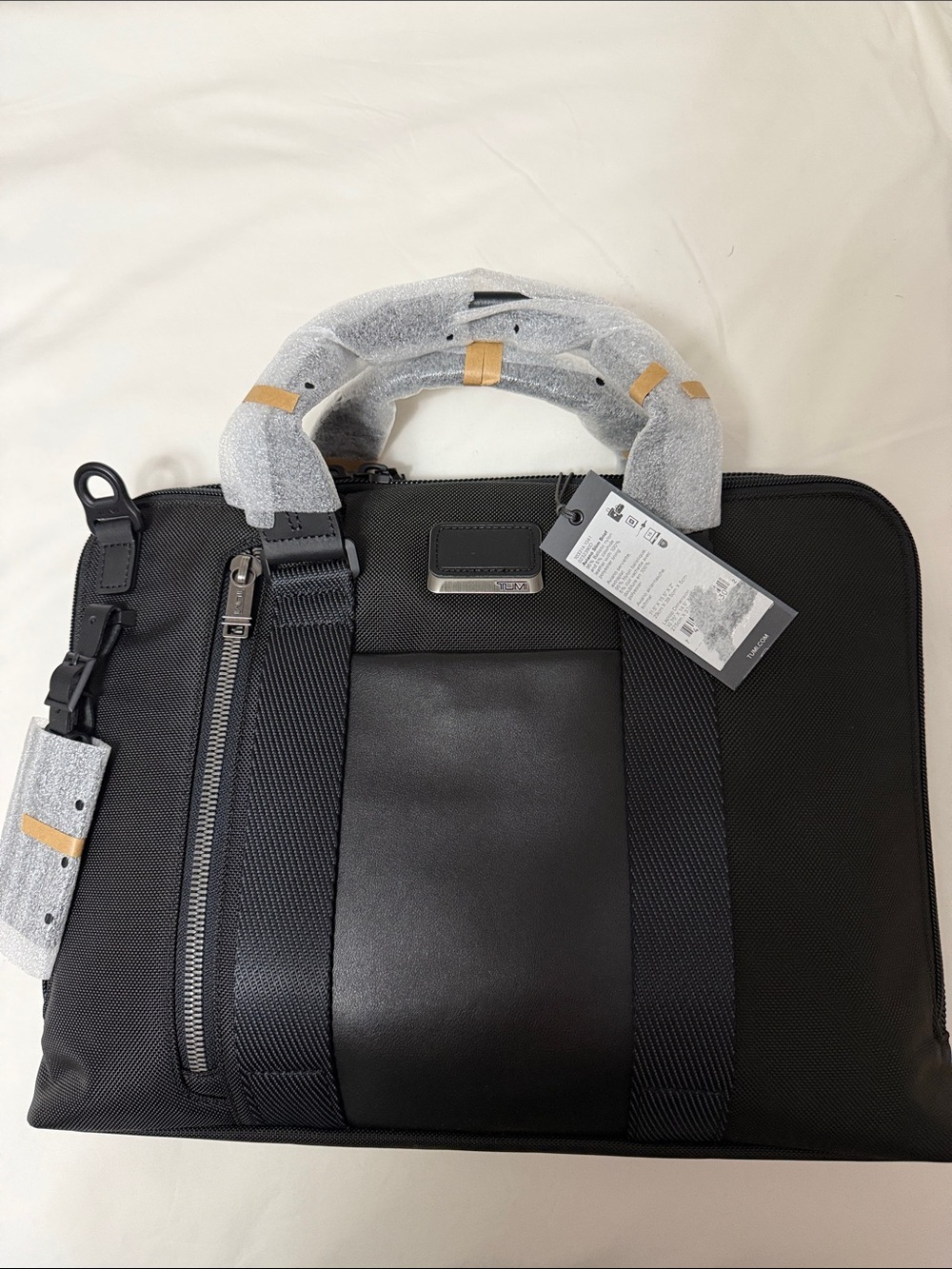 Black Men's Tumi Aviano Slim Briefcase Laptop Bag - Sleek Professional Carry